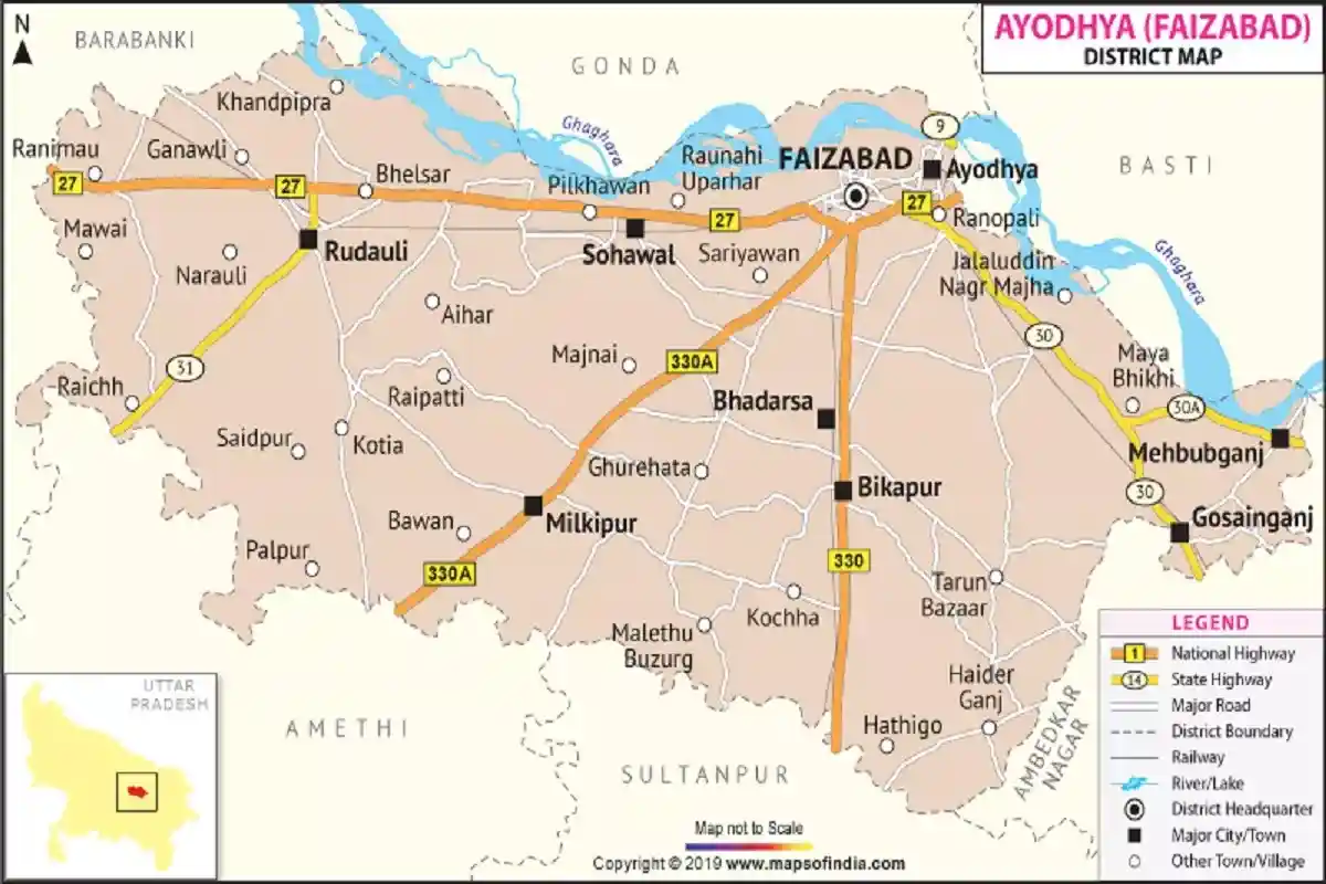Location Map of Ayodhya